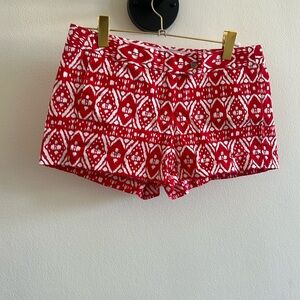 J. Crew Red Chino Shorts w/ Geometric Pattern sz 10